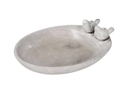 Vogelbad oval mit Dekovögelchen